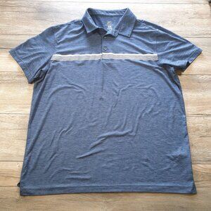 George Men Blue Polo Shirt Size XL 46 - 48 Short Sleeves Button Up Collar Henley